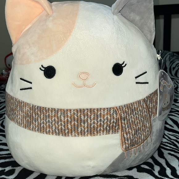 Original squishmallow 12 “ Camette the cat scarf round winter Christmas plush - Picture 2 of 15
